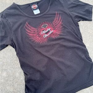 Harley-Davidson Black and Red Short Sleeve Tee